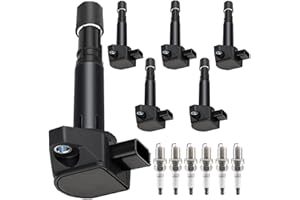 Autowxjq Ignition Coil Pack Iridium Spark Plugs Pack Set of 6 UF242 C1221 30520P8EA01 Compatible with Honda Accord Odyssey Pilot Acura CL RL TL MDX Ridgeline Vue 3.0L 3.2L 3.5L V6