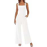 PRETTYGARDEN Summer Sleeveless Jumpsuits for Women Dressy Square Neck Wide Leg Pants Knit One Piece Rompers Fashion Clothing