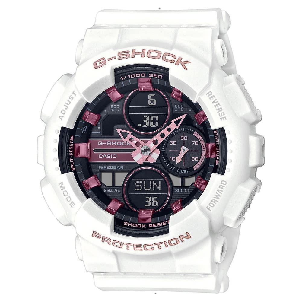 Casio Unisex 49.00mm Quartz Watch with Black Analogue - Digital dial and White Plastic/Resin Strap Strap GMA-S140M-7AER