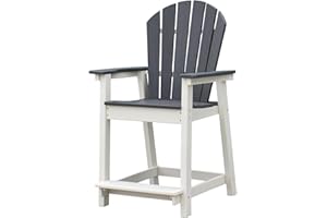 OTSUN Outdoor Tall Adirondack Chair, Patio Bar Stool Chair with High Back, 400lbs, Widened Arms, All-Weather Balcony Chair for Backyard, Garden, Yard (1 PC)