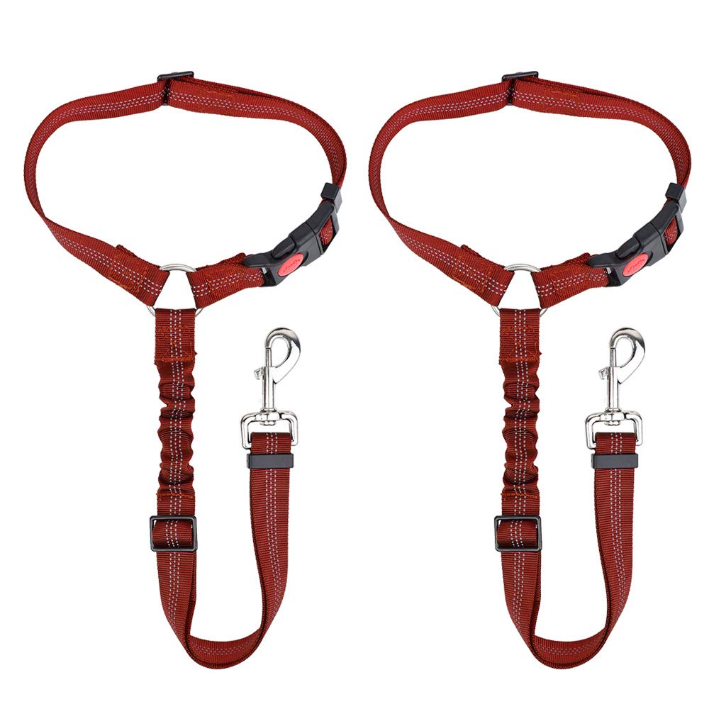 Nasjac Dog Seatbelts for Cars, 2 Pack Pet Car Seat belt Headrest Restraint Puppy Doggie Safety Adjustable Belt Connect with Dog Car Harness with Elastic Bungee and Reflective Stripe For Outdoor Travel