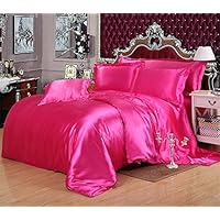 Roch Linen Ultra Soft Luxurious Satin 3-Peice TC Duvet Set Super Silky Vibrant with comes in many colors Like Hot Pink Full/Queen