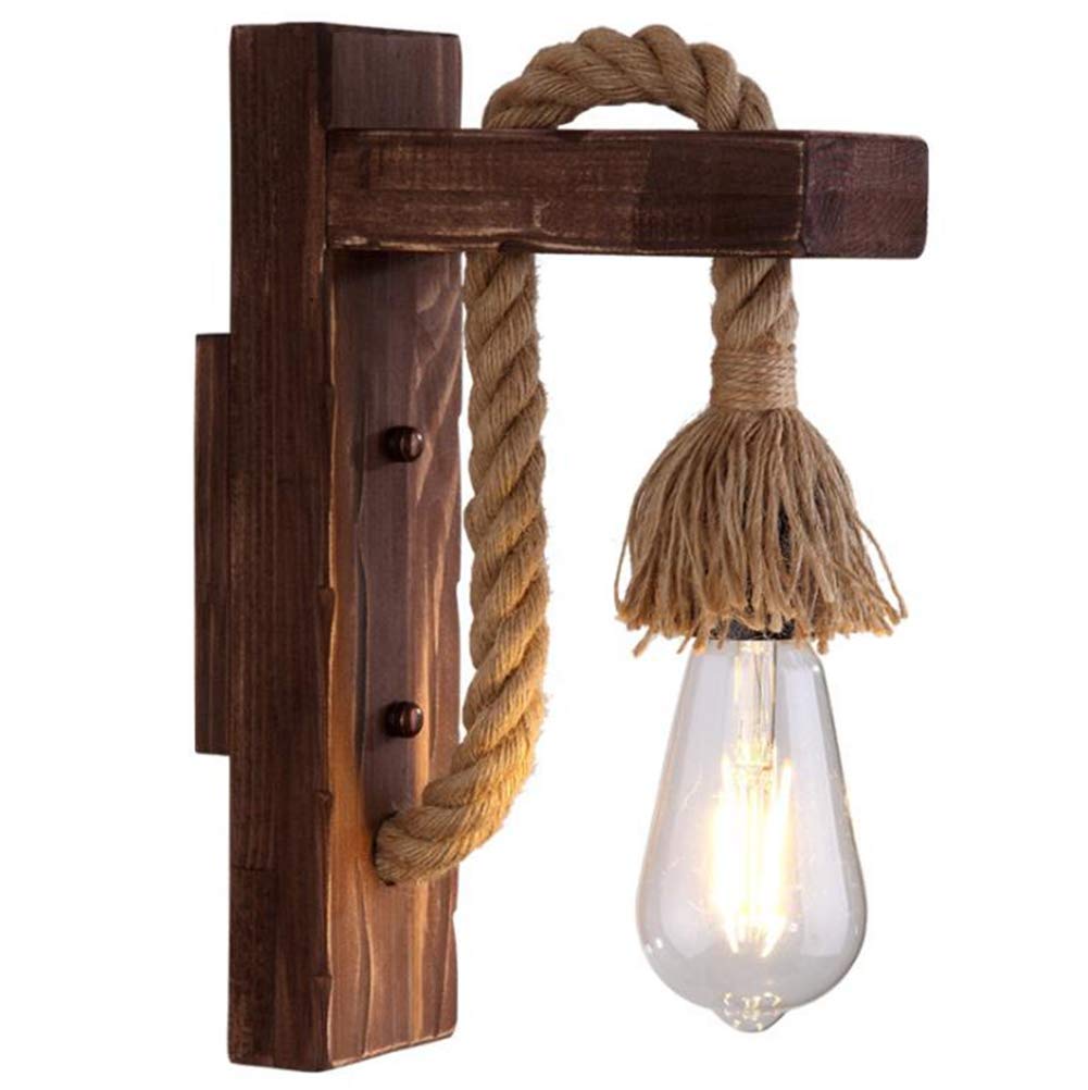 Icole Vintage Industry Wall Lights Loft Wood Retro for Restaurant, Aisle, Corridor, Entrance, Bar, Cafe, Bedroom Bedside