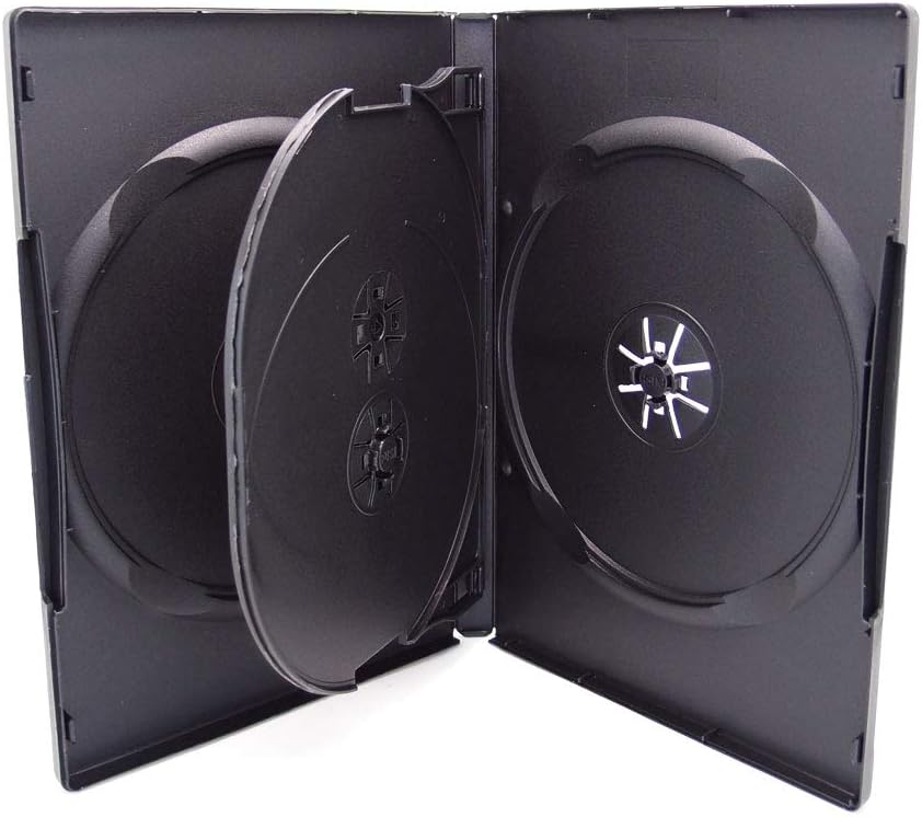 25 Pack Maxtek Standard 14mm Black Quad 4 Disc DVD Cases with Double Sided Flip Tray and Outter Clear Sleeve: Home Audio & Theater