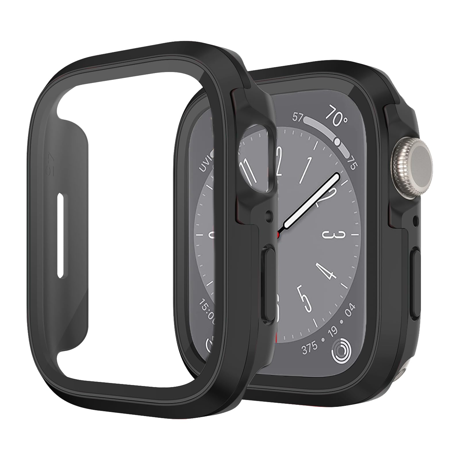 Miimall for Apple Watch Series 9 8 7 41mm Case with Tempered Glass Screen Protector, Aluminum Alloy + PC Bumper Ultra-Thin Anti-Scratch Shockproof Protective Cover for iWatch Series 9 8 7 41mm-Black