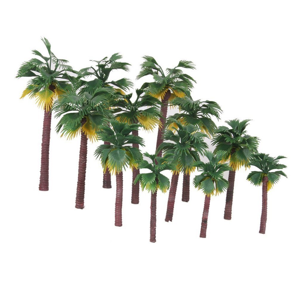 NUOLUX Layout Rainforest Plastic Palm Tree Diorama Scenery 12pcs