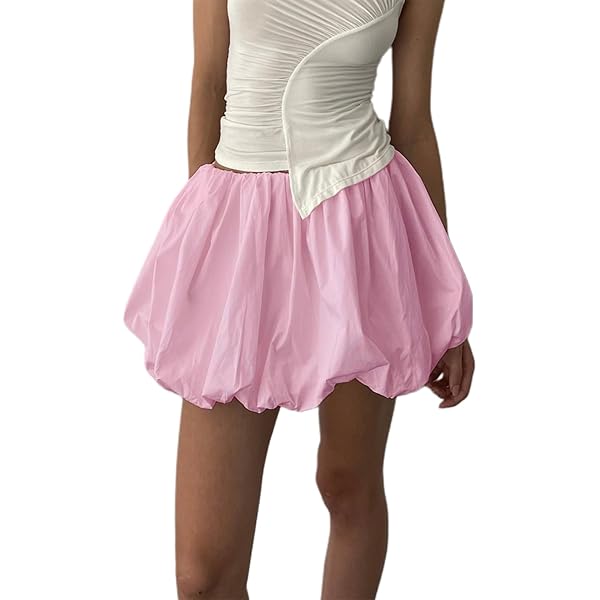 【HI FI FNK】(W) Smoke Balloon Skirt NUFIWI Women Y2k Bubble Skirt High Elastic Waist Ruffle