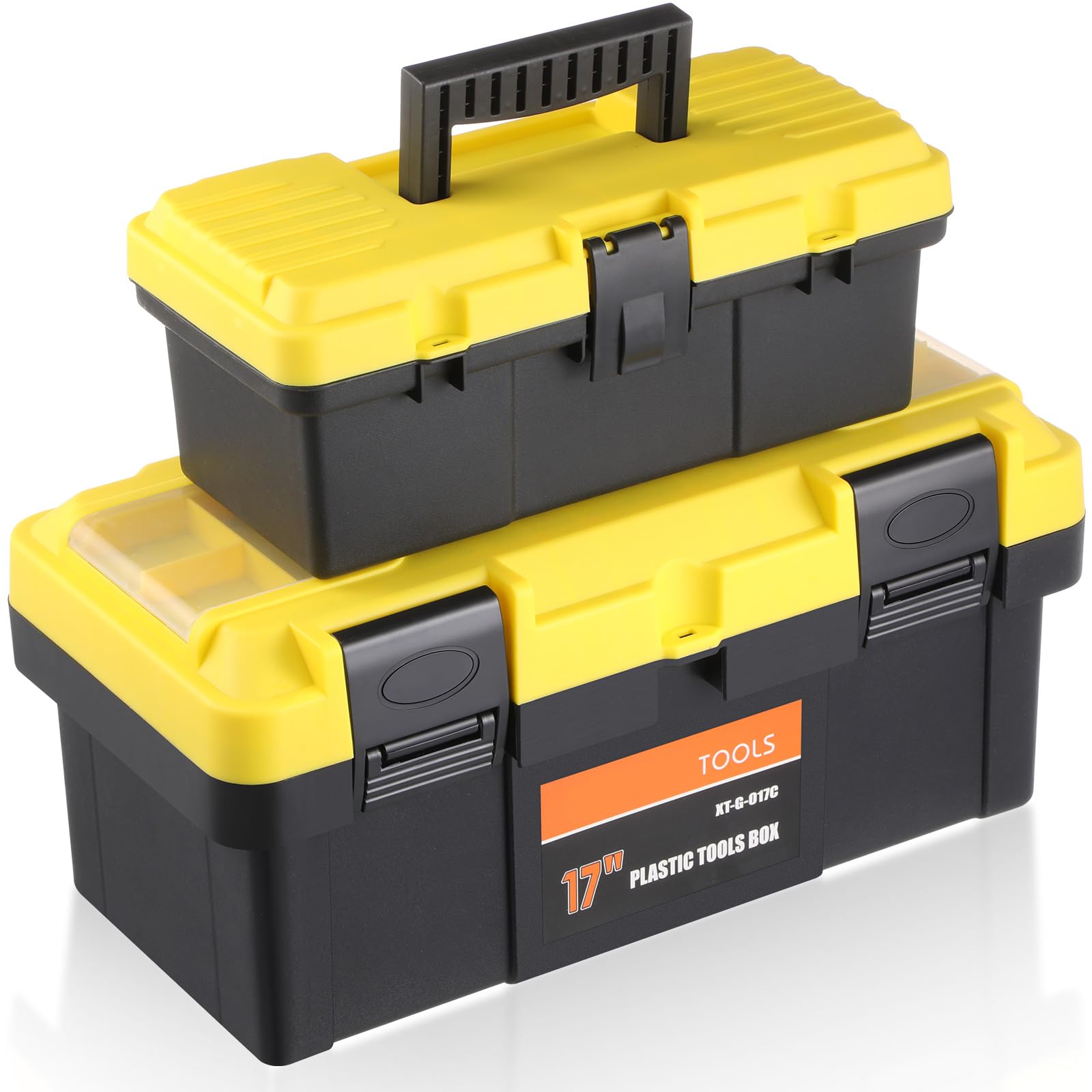 Photo 1 of Colingmill Portable Plastic Tool Boxes Set 17 Inch 12 Inch Tool Box with Removable Tray and Handle Double Layer Lockable for Home Organizers and Storage