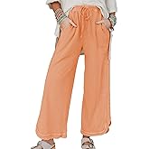 Ainangua Women's Casual Wide Leg Pants High Waist Acid Wash Baggy Palazzo Pants Athletic Lounge Trousers with Pockets