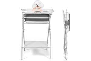 FOLTUSYMY Dog Bathtub, 2-in-1 Foldable Portable Dog Washing Station for Bathing Showering and Grooming, Dog Bathing Station with Drain Hole for Small Dogs, Cats and Other Pets, Indoor and Outdoor