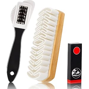 ikosy Suede Shoe Brush Eraser Set:3 Pcs Soft Suede Nubuck Shoes Brush Cleaner Kit for Boot,Bags,Jacket,Purse,Sofa