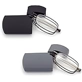 HIGHLIKE Hard Cases Folding Reading Glasses, Pocket Wallet Purse Compact Spring Hinge Readers, Transparent Clear Lens