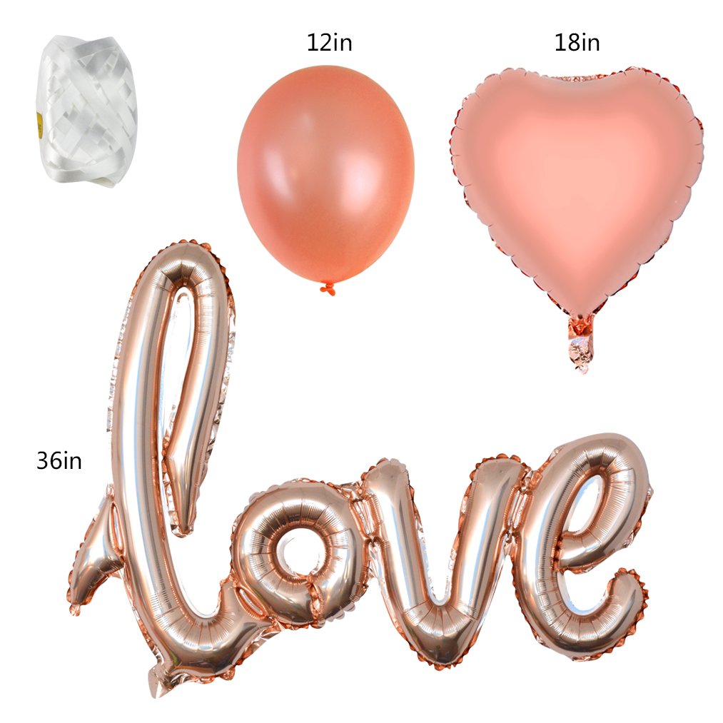 baotongle Rose Gold Love Balloons Kit, Valentines Day Decorations and Gift for Him or Her Rose Gold Foil Heart Balloons for Valentines,Wedding, Bridal Shower Decor