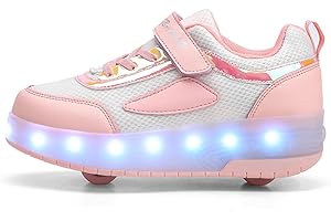 JIAN DIAN Kids Light Up Shoes with Wheels USB Chargable Colorful Light Up Roller Skate Shoes