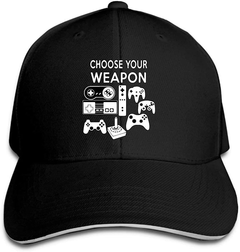 Ausy Mens Womens Fashion Ball Baseball Caps Sandwich Choose Your Weapon Gaming Console Snapback Hat