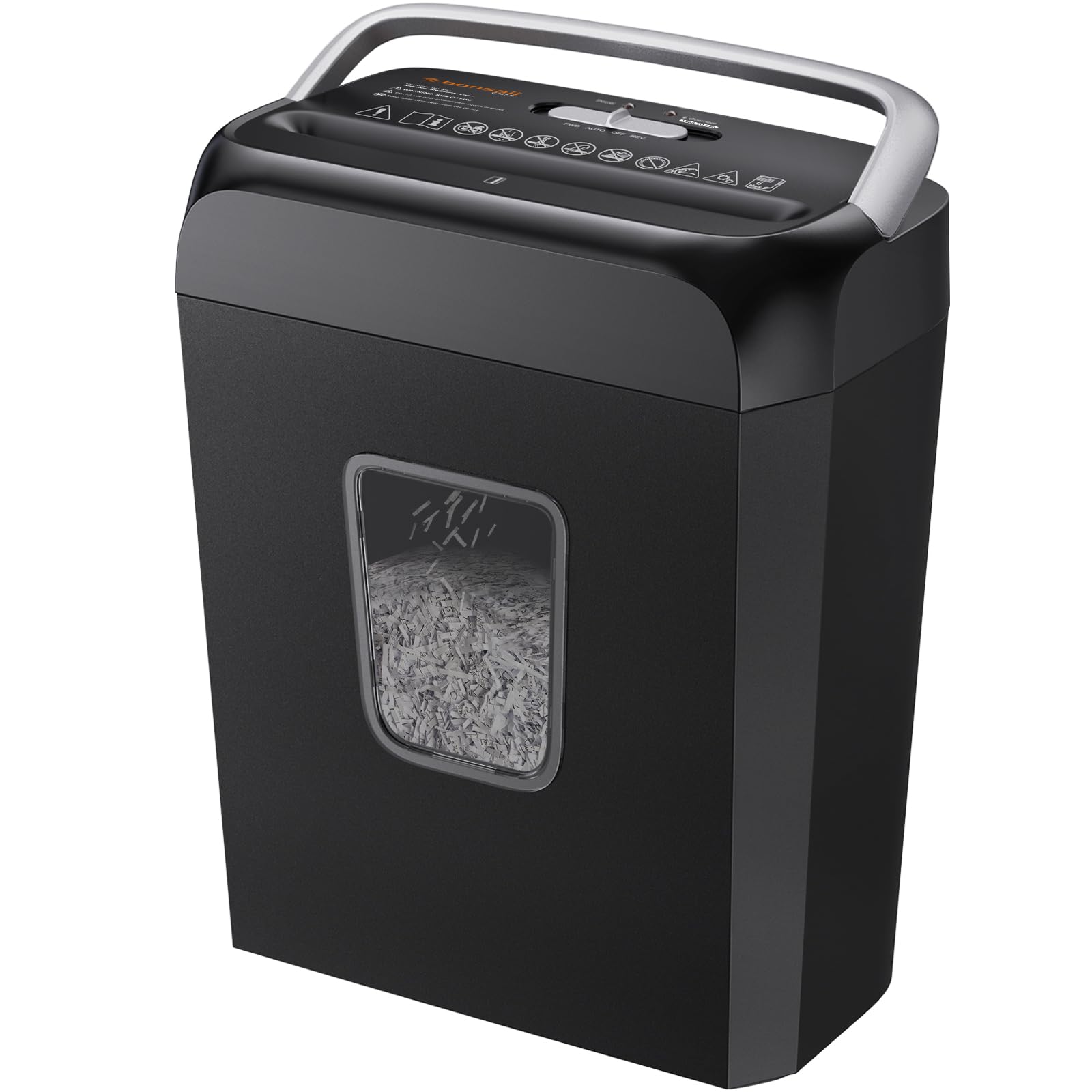 Bonsaii 6-Sheet Cross Cut Paper Shredder for Home, 3.4 Gal Bin