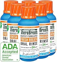 TheraBreath Gluten-Free Fresh Breath Oral Rinse, Icy Mint, 16 Ounce Bottle (Pack of 2)