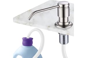 GAGALIFE Soap Dispenser for Kitchen Sink (Brushed Nickel) and Extension Tube Kit, Complete Brass Head, 40" Silicone Tube Connect to The Soap Bottle Directly, Say Goodbye to Frequent Refills
