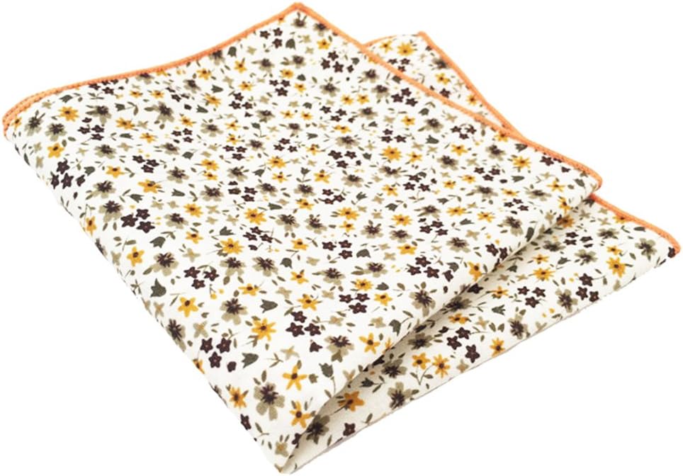 Cream, Brown and Orange Floral Print Pocket Square by The Accessorized Man