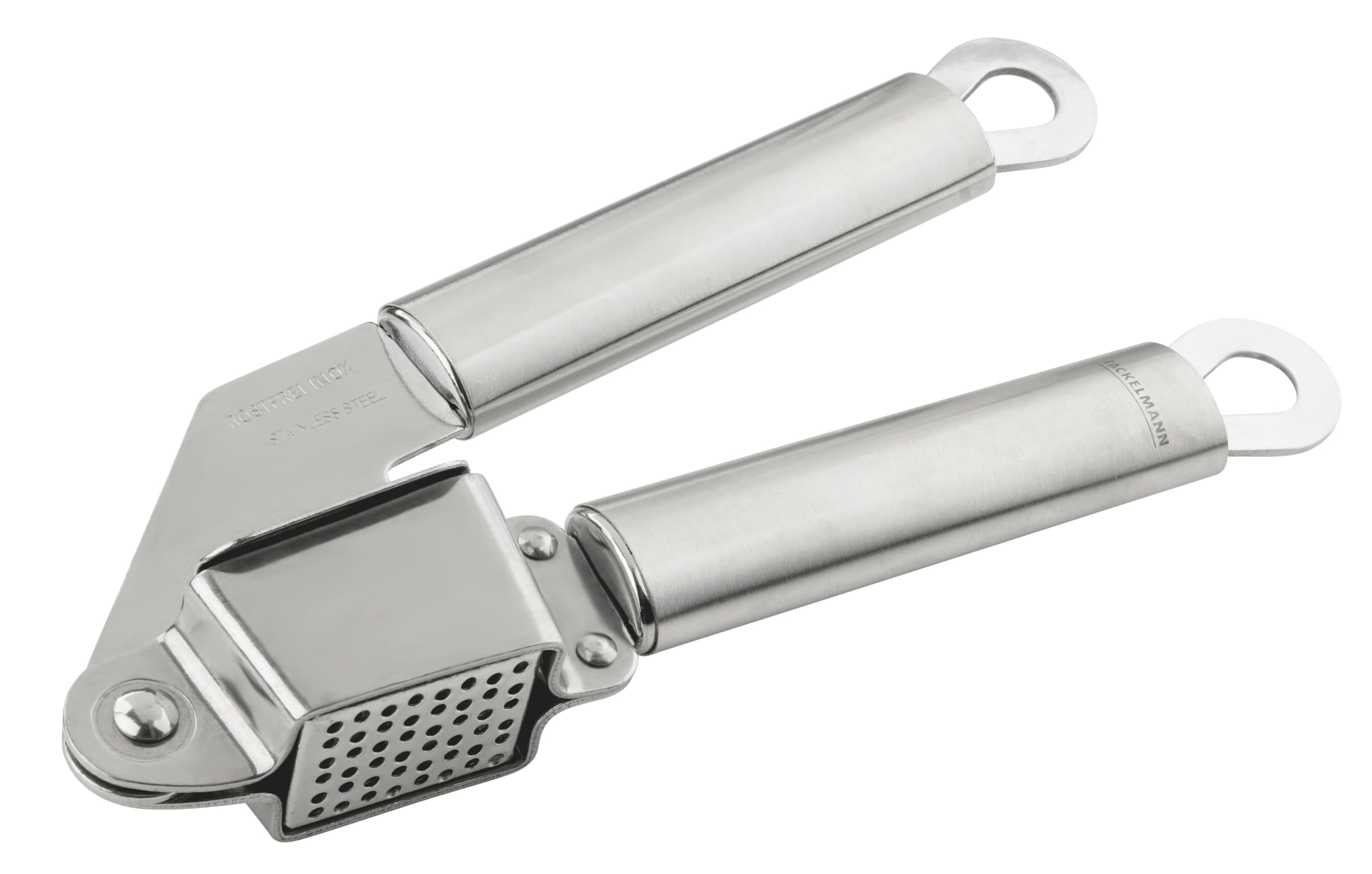 Fackelmann Premium Garlic Press, Garlic & Ginger Crusher & Mincer, Easy Clean Removable Press, Stainless Steel, 18.5x6.5x6cm, Silver
