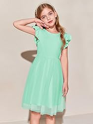 Haloumoning Girls Tutu Dress Ruffle Short Sleeve
