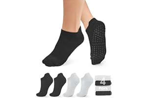 yeuG Non Slip Pilates Socks with Grips for Women, Grip Socks for Yoga Ballet Barefoot Workout Anti Skid Athletic Socks