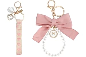 SMUOBT 2Pcs Cute Bow Keychain for Women, Pearl Key Chains for Car Keys Coquette Bow Keychain Accessories Aesthetic Bag Charms