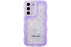 ZTOFERA for Samsung Galaxy S21 5G Case 6.2",Cute Curly Wave Case with Star Glitter,Clear Shiny Bling Soft TPU Shockproof Prot