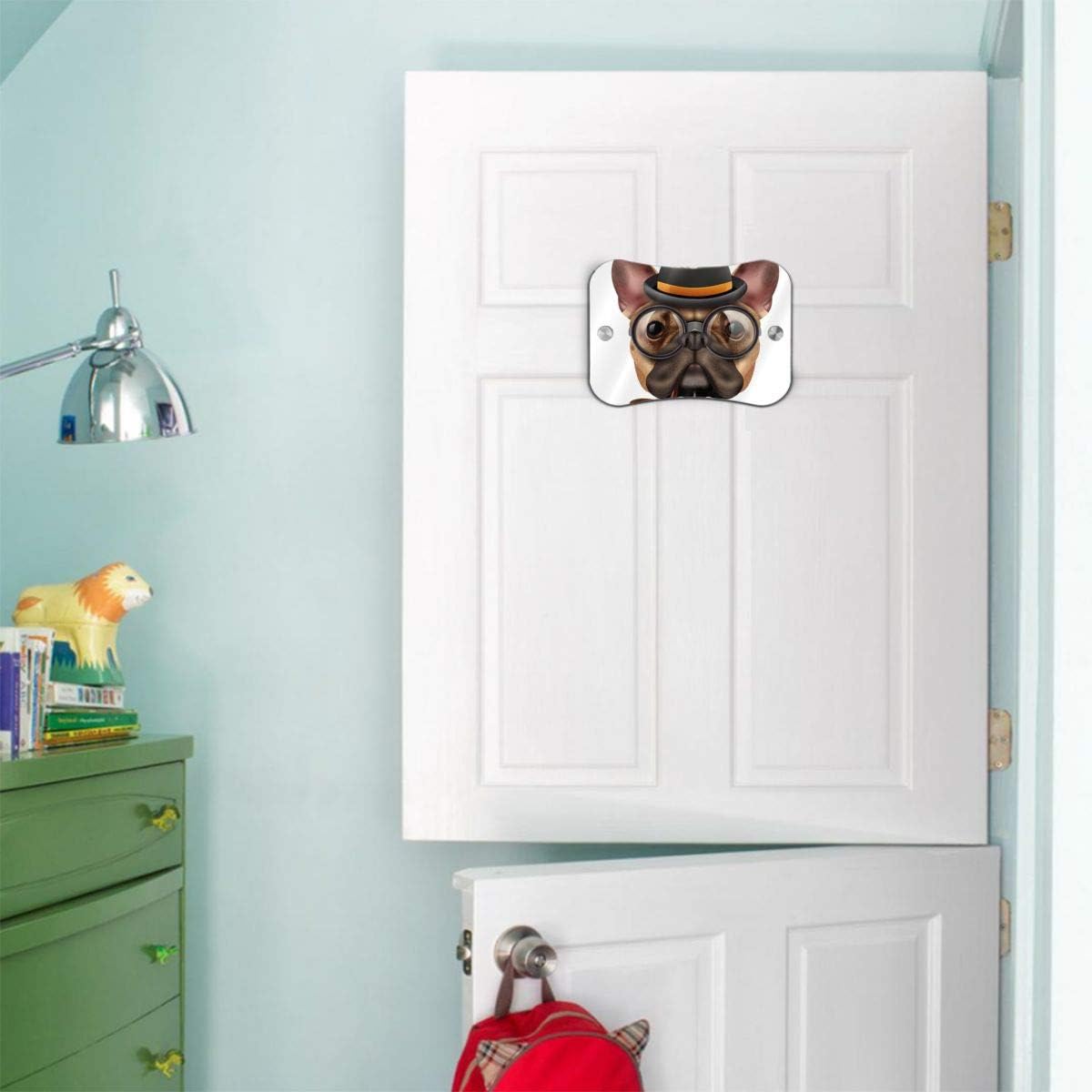 Aoccy Personalized Pillow-Shaped House Number - Custom Bulldog Sherlock Holmes Home Address Metal Door Sign 5.5 X 7.5 Inches