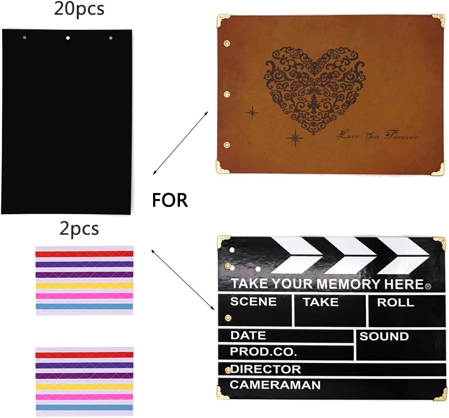 THXMADAM Scrapbook Black Paper 26.5x18.5CM 20 Sheets Extra Refill Page Black Paper for Scrapbook Photo Album 27x19CM (10.6'' x 7.48'') Version ’Director A','Dandelion','I Love You','Love You Forever' - Image 5