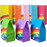 Future Life 24 pcs Rainbow Party Favor Paper Bags, 5.2 * 3.2 * 9.6 Inch, Food Safe Kraft Paper and Ink, Natural (Biodegradabl