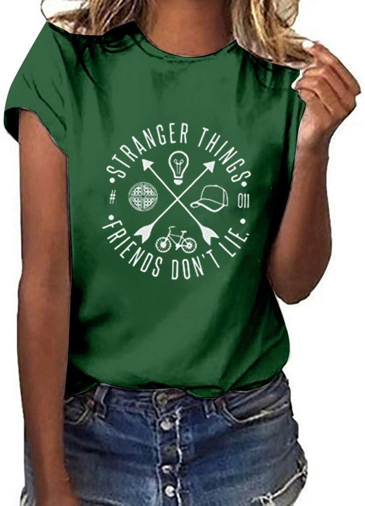Mikilon Women Dress Mikilon Women T-Shirts Girl Tops Tee - Stranger Things Friends Don'T Lie