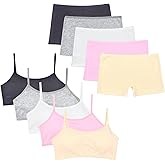 VeaRin Girls Cami Bra and Boyshort Underwear Set with Removable Padding 12 Pieces