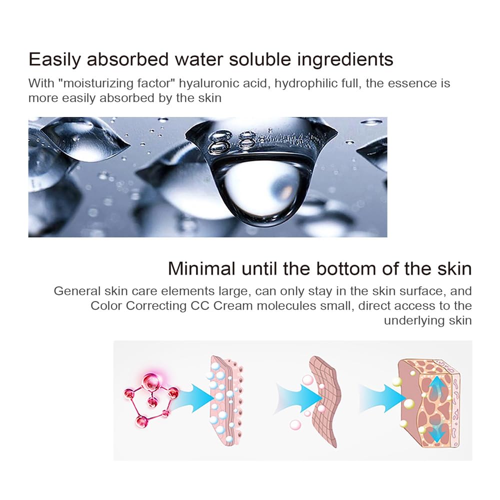 Fovcos Color Correcting CC Cream with SPF 25, Coverage Lightweight Foundation, Hydrating Serum, Even Skin Tone Makeup and Skin Care, Boost Radiance, Refine Skin Texture, Avoid Sun Damage (LightLight, 1PCS)