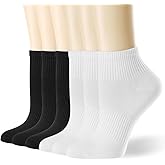 Qqmump Womens Ankle Socks Cotton Thin Casual White Athletic Socks 6 Pairs