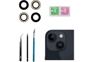 DAKEXIONG 2 Pcs/Set Back Rear Camera Lens Replacement for iPhone 14 for iPhone 14 Plus, Rear Glass Camera Lens Cover Back Camera Glass Lens Replacement with Pre-Installed Adhesive + Repair Tool Kit