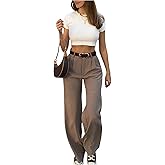 GORGLITTER Women's Pleated High Waisted Trousers Dress Pants Dressy Wide Leg Straight Business Casual Work Slacks Pants