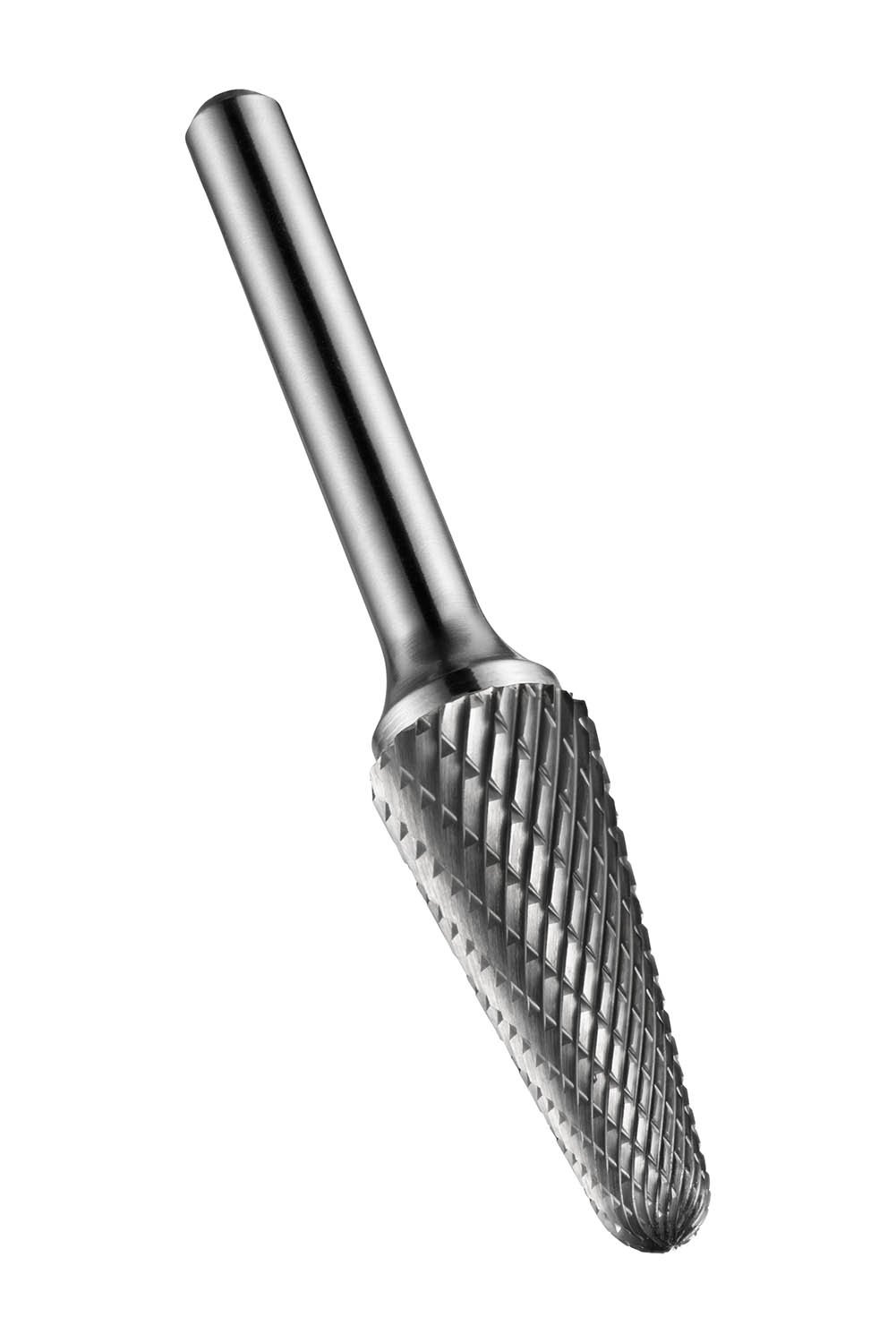 Dormer P821 Rotary Carbide Burr, Ball Nosed Cone Shape, Double Cut Geometry, Bright Finish