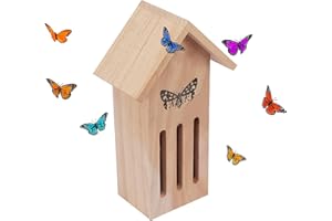 Siopob Butterfly Houses for Outside - Wooden Natural Butterfly Habitat - Mount Tree Wall Or P-lace The Floor Houses, Size 11.