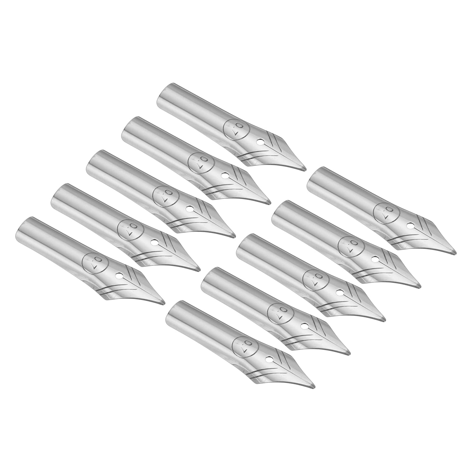 PATIKIL 0.7mm Line Width Fountain Pen Nib Replacement, 10 Pack 304 Stainless Steel Ink Dip Calligraphy Pen Nib for Drawing Writing, Silver