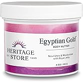 HERITAGE STORE Egyptian Gold Body Butter, Body Moisturizer for Dry Skin Care, Nourishes and Hydrates with Royal Jelly, Castor Oil, Black Seed Oil, Frankincense, Natural Honey and Propolis, 4oz