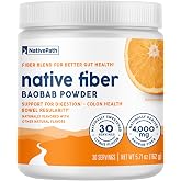 NativePath Baobab Prebiotic Fiber, Orange, Sugar-Free, 30 Servings | Organic Soluble Source, L-Glutamine, Supports Digestion, Regularity, Gut Health &amp; Microbiome, Keto