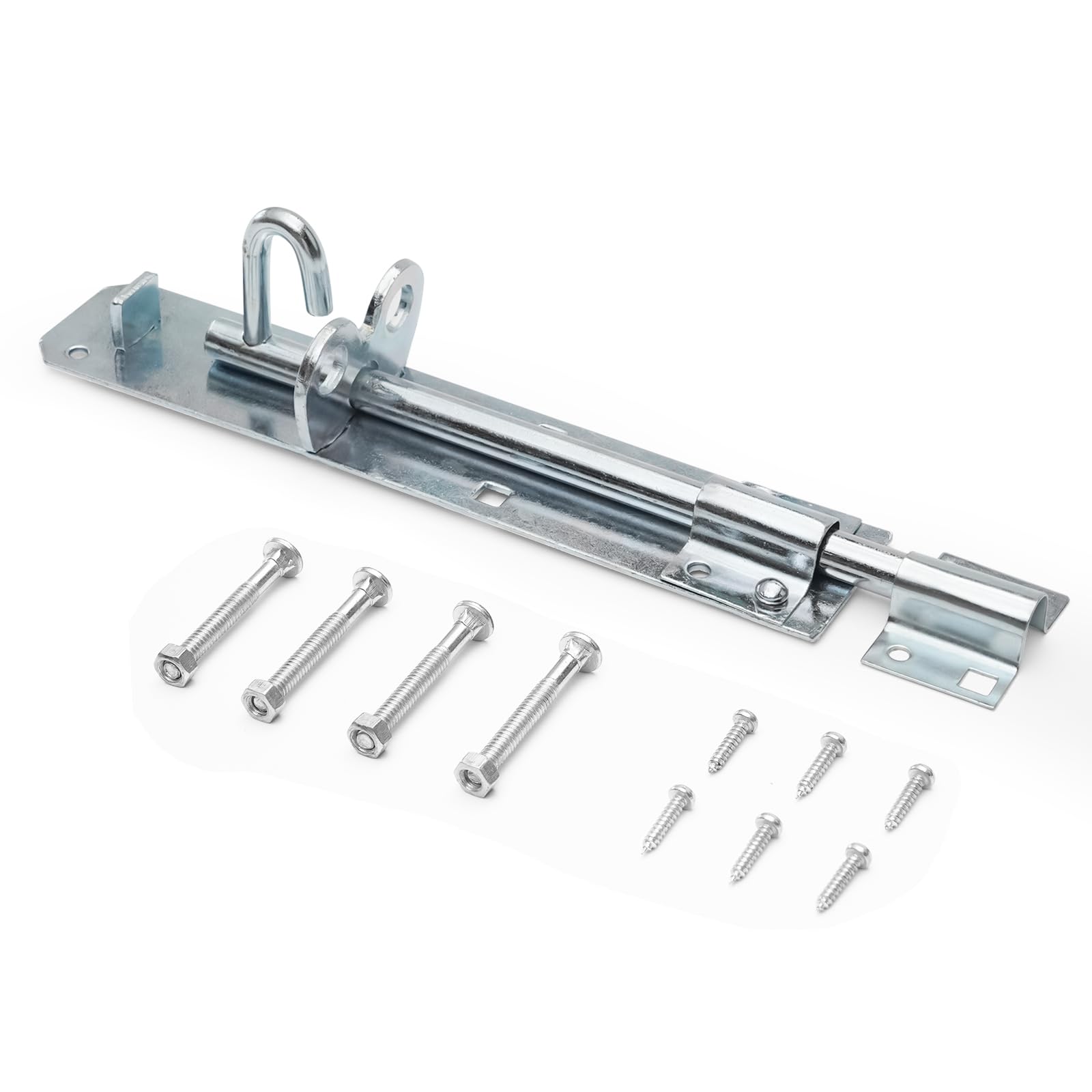 Galvanised Brenton Bolt Sliding Door Lockable Padbolt – 8" (202mm) Heavy Duty Zinc Plate Lock Pad Garden Shed Gate Latch Patio Door Security Gate Bolt Bedroom | Silver