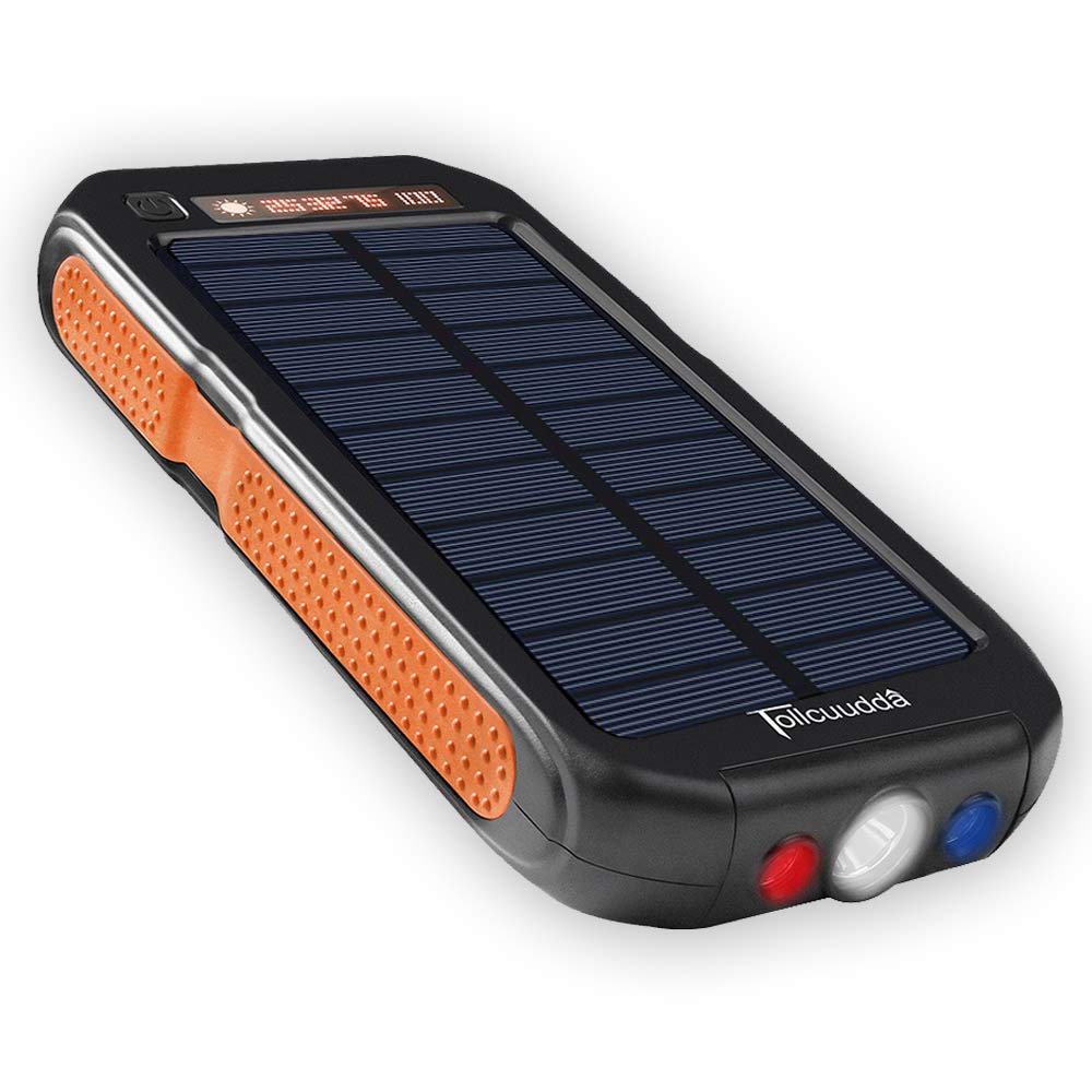 Bj334 Tollcuuddaソーラー充電器mahパワーバンクソーラーポータブル充電器 2 Ipad用外部電源パック Kindleとandroid携帯電話 オレンジ Usbポート 3 Led懐中電灯とledスクリーン Iphone フラッシュストロボ 当季大流行