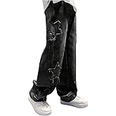 SHENHE Boy's Star Baggy Jeans Teen Boys Straight Wide Leg Denim Pants with Pockets