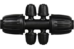 Kepmix Barbed Tee 1/2" to 1/4" Drip Irrigation Fittings: 10 Pieces 1/2 Inch Tubing (1/2" ID x0.6-0.63" OD) Six-way Connectors for 16mm to 1/4 Inch Irrigation Drip System