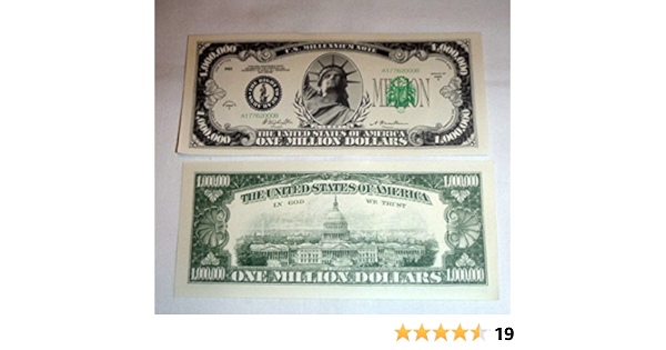 Amazon Com Traditional One Million Dollar Bill Single Toys Games