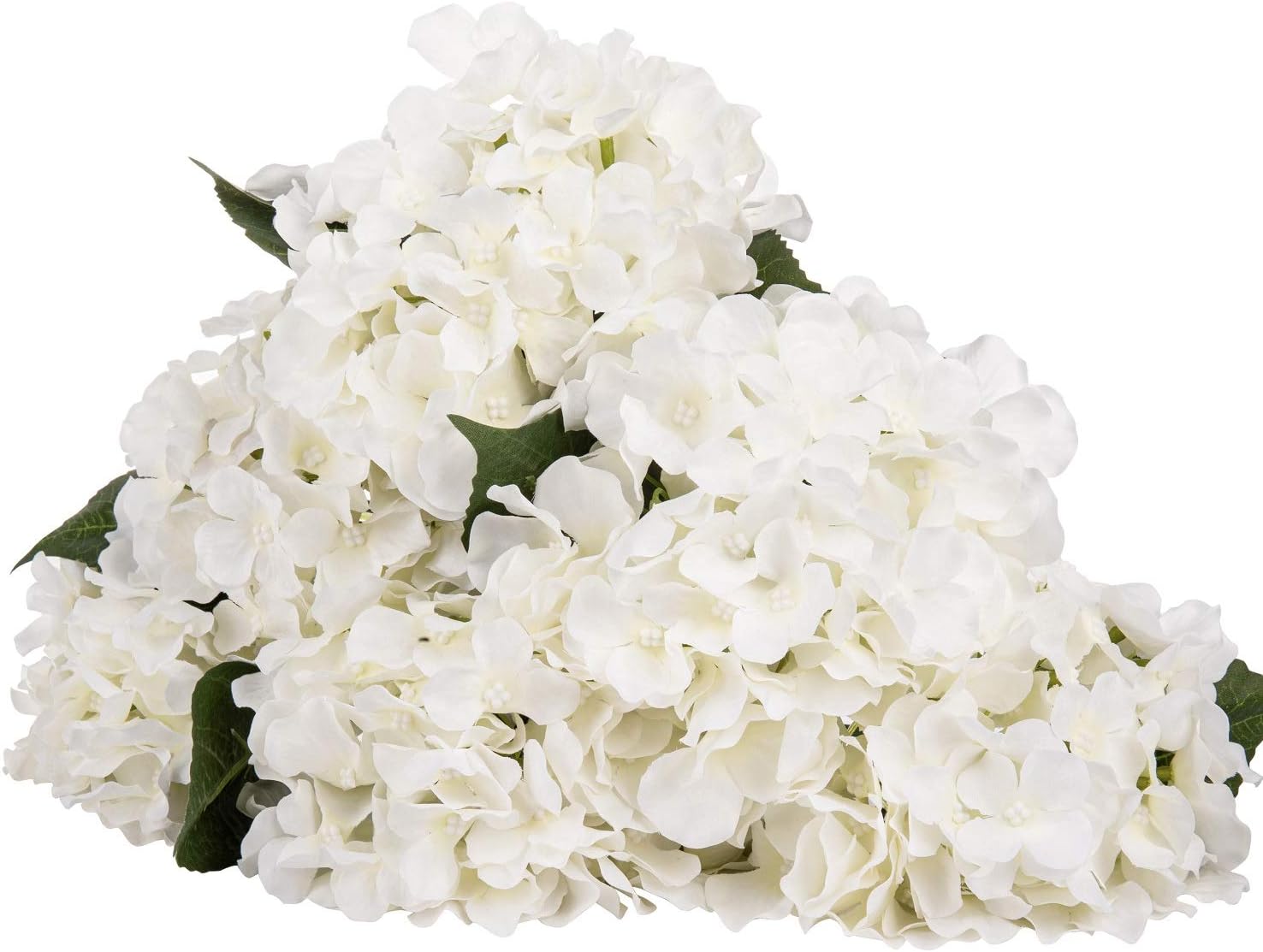 Silk Hydrangea Heads with Stems,White Artificial Flower Heads DIY Wedding Centerpiece Home Party Baby Shower Decor (10, White)