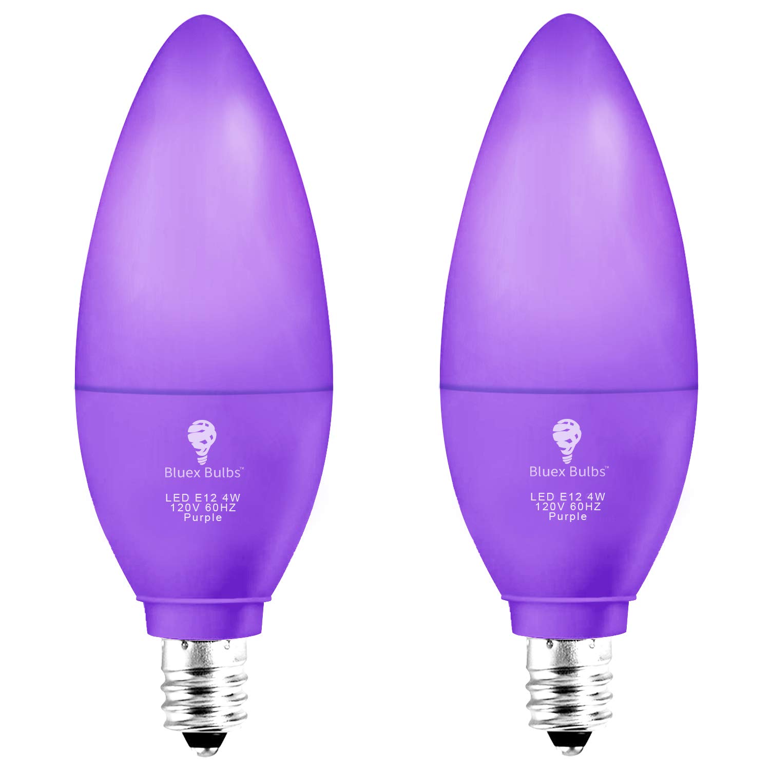 Photo 1 of 2 Pack BlueX LED Candle Purple Light Bulb - 4W (40Watt Equivalent) - E12 Base Purple LED Bulb, Party Decoration, Porch, Home Lighting, Holiday Lighting, Chandelier Light Bulbs, Candelabra Bulbs