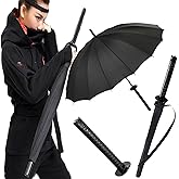 Charmluvee Samurai Umbrella Katana, Ninja Japanese Long Umbrella, Anime Cosplay Gifts for Men Cosplay Decoration, Windproof Stick Umbrella for Rain